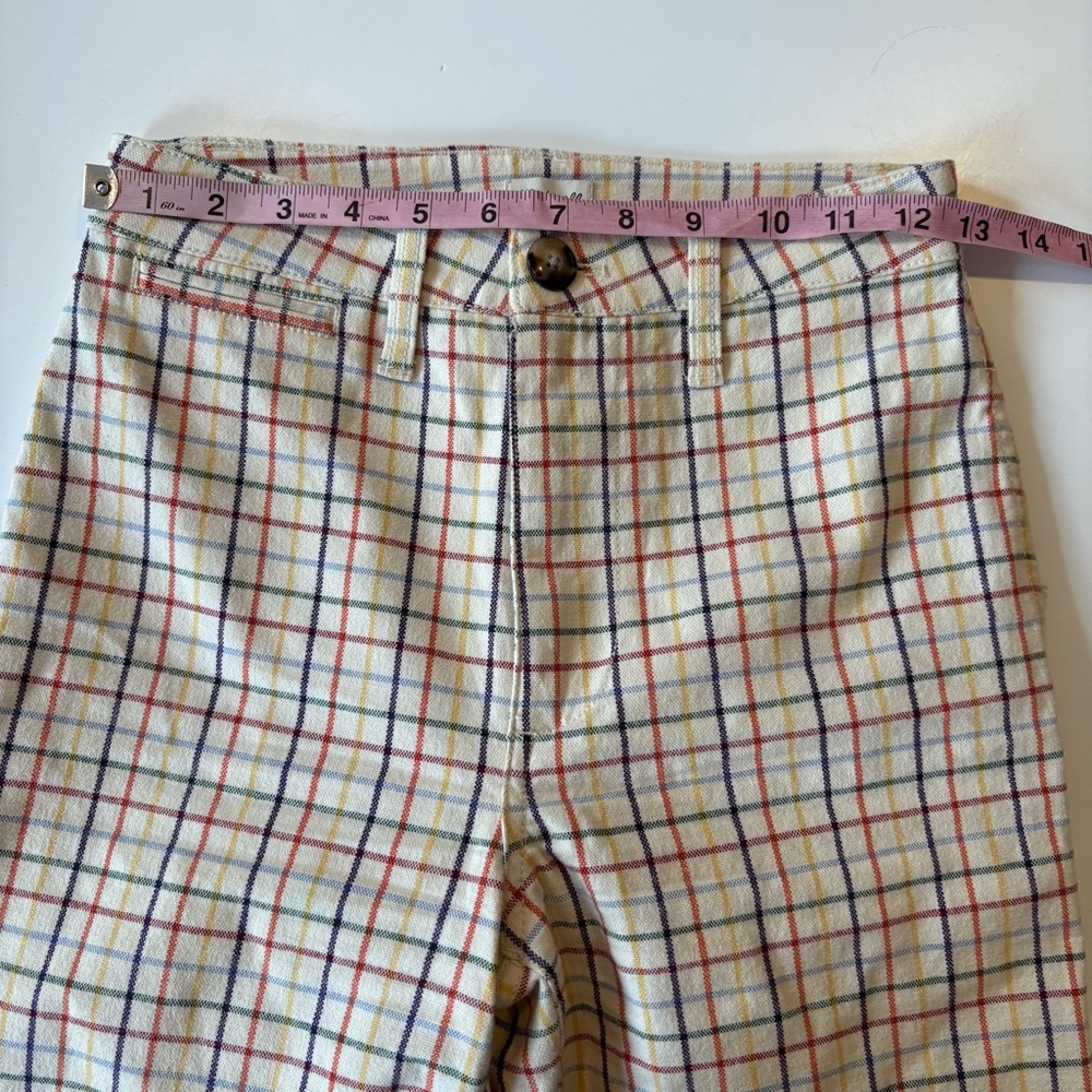 Madewell || Emmett Wide-Leg Crop Pants in Rainbow Windowpane Cream‎ 23 - Picture 8 of 10